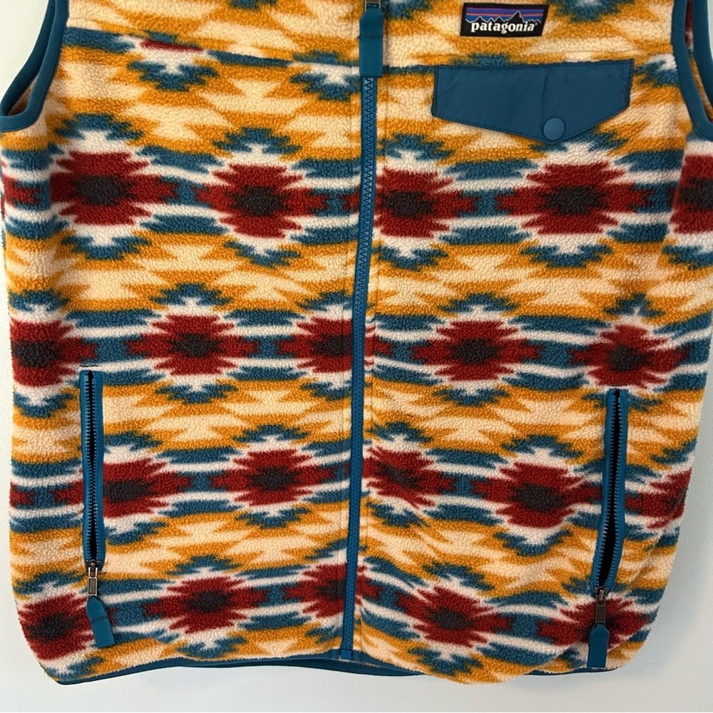 Patagonia Synchilla Aztec Print Fleece Full-Zip Vest Sise Medium - Picture 3 of 9